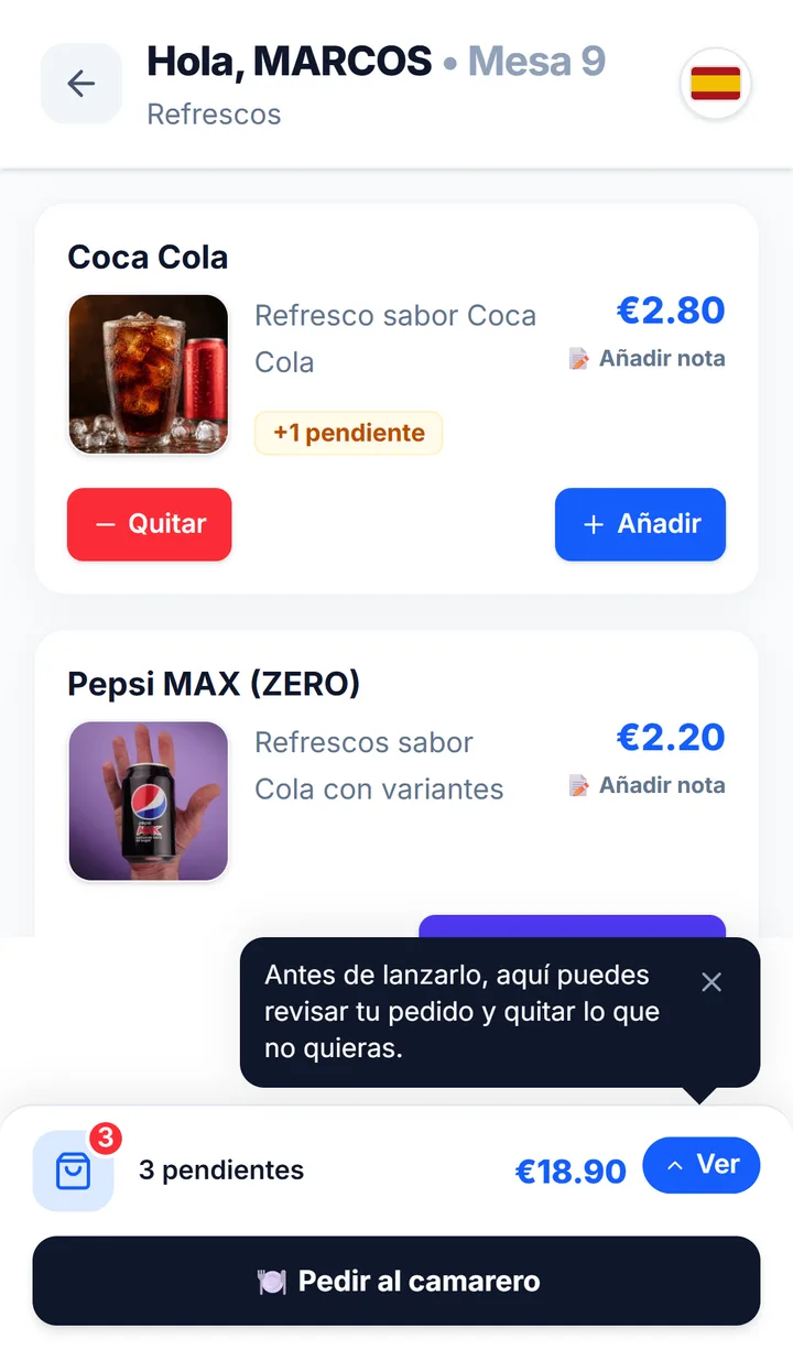 Marcos pide desde su propio móvil
