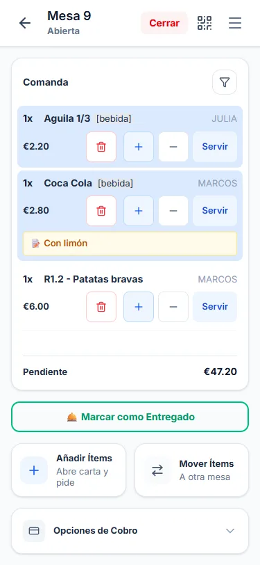 Cada línea con su autor y su nota